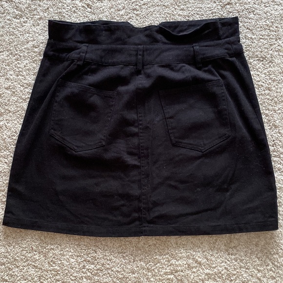 Black paper bag high waisted denim skirt - Picture 4 of 5